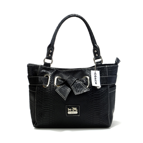 Coach Embossed Bowknot Signature Medium Black Totes DDP